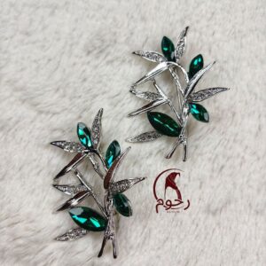 Emerald Leaf Crystal Pin