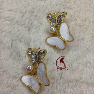 Golden Butterfly Pearl & Crystal Brooch