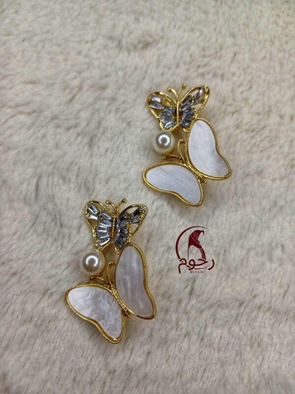 Golden Butterfly Pearl & Crystal Brooch
